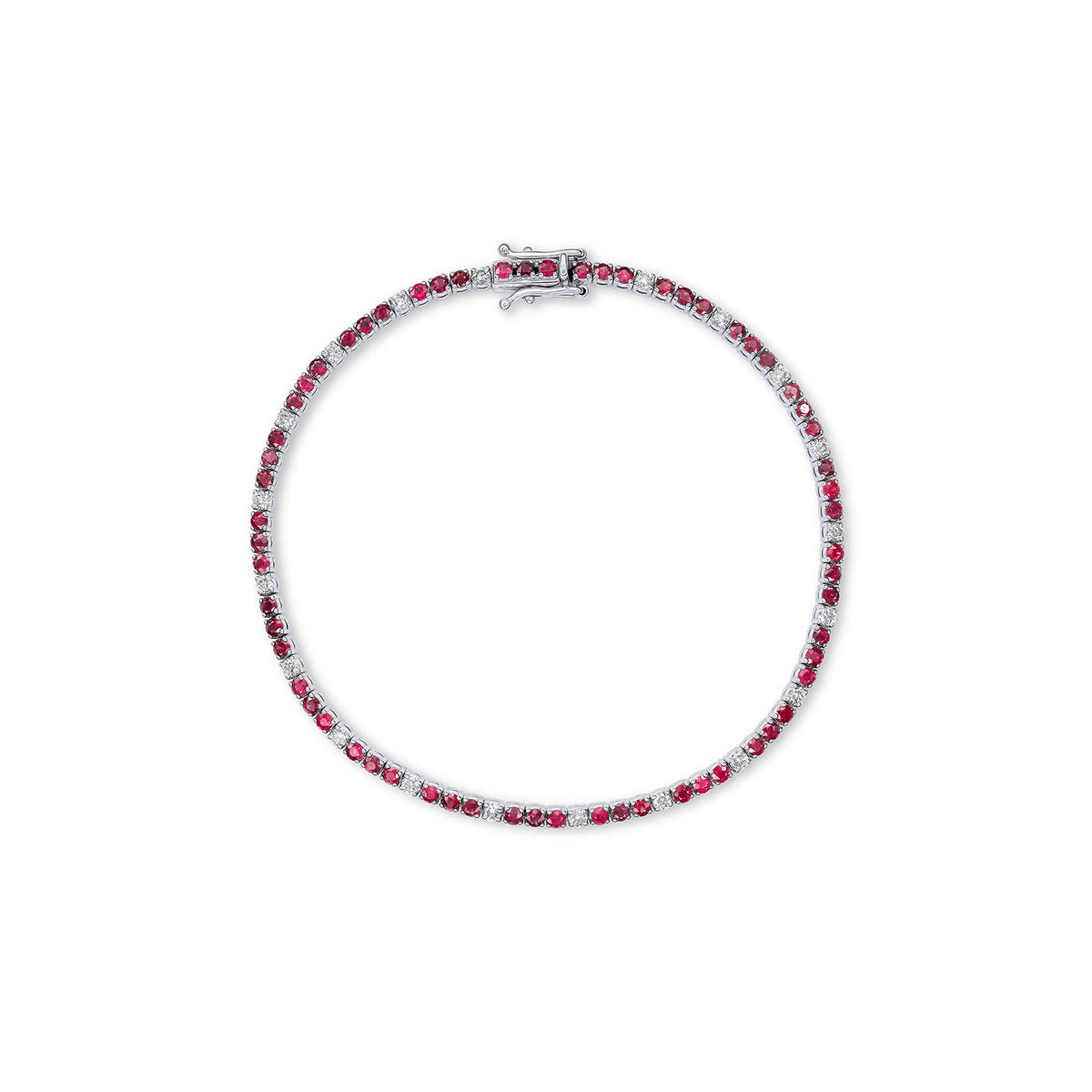 Signature Dotted Ruby Diamond Tennis Bracelet - Solid Gold