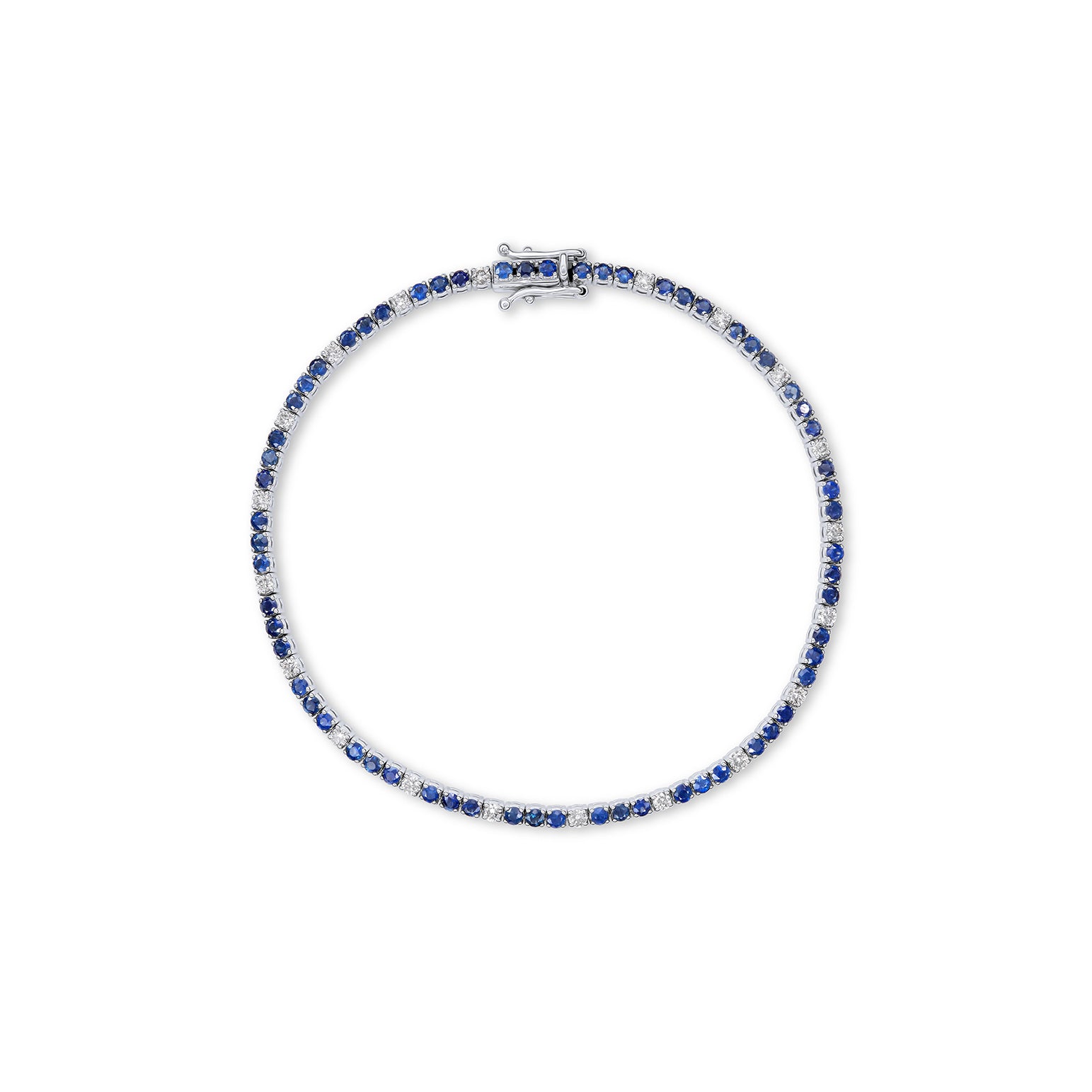 Signature Dotted Sapphire Diamond Tennis Bracelet - Solid Gold