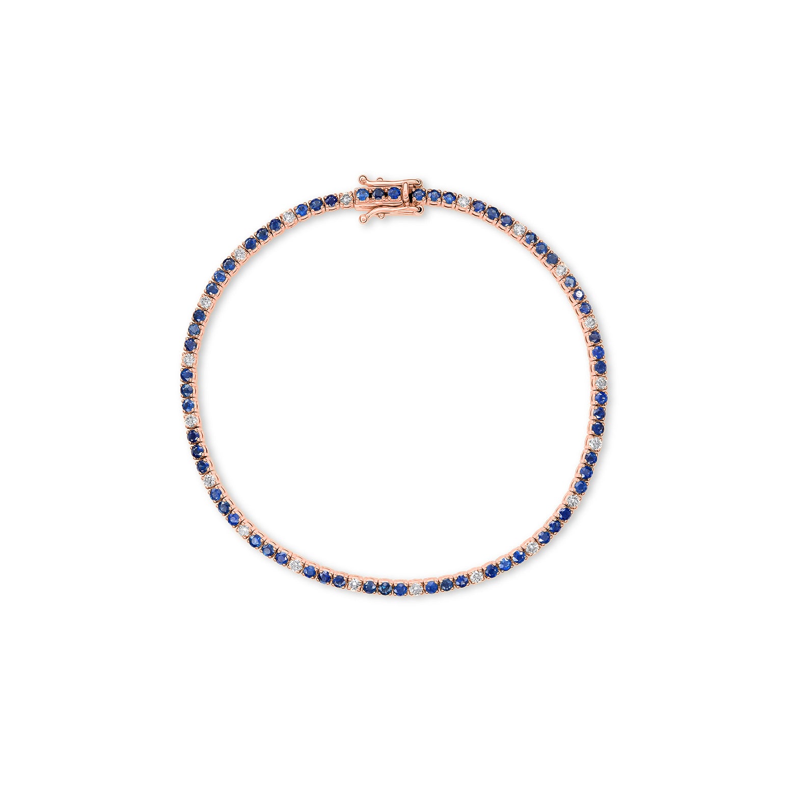 Signature Dotted Sapphire Diamond Tennis Bracelet - Solid Gold