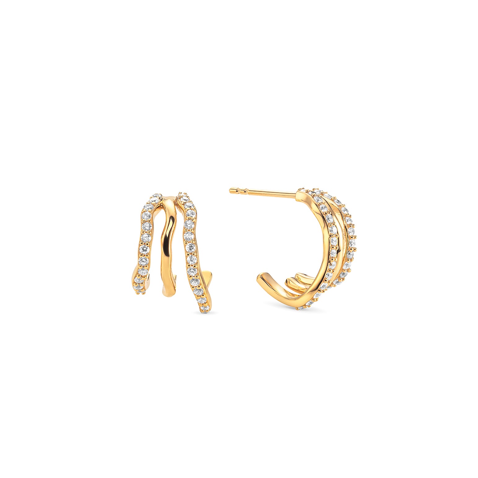 Triple Wave Hoop Earrings