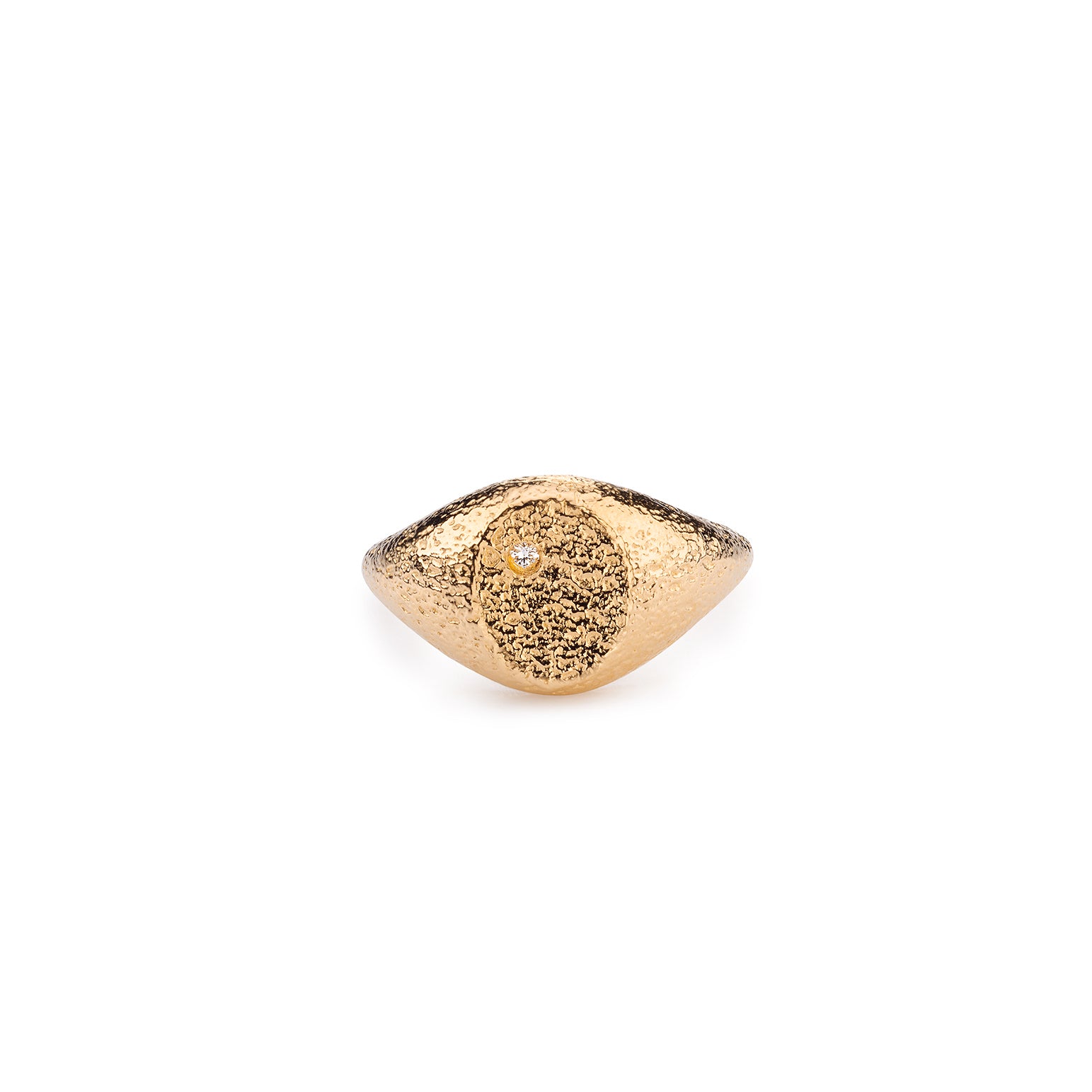 Uma Textured Diamond Signet Ring - Gold - Aaria London