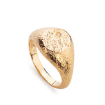 Uma Textured Diamond Signet Ring - Gold - Aaria London