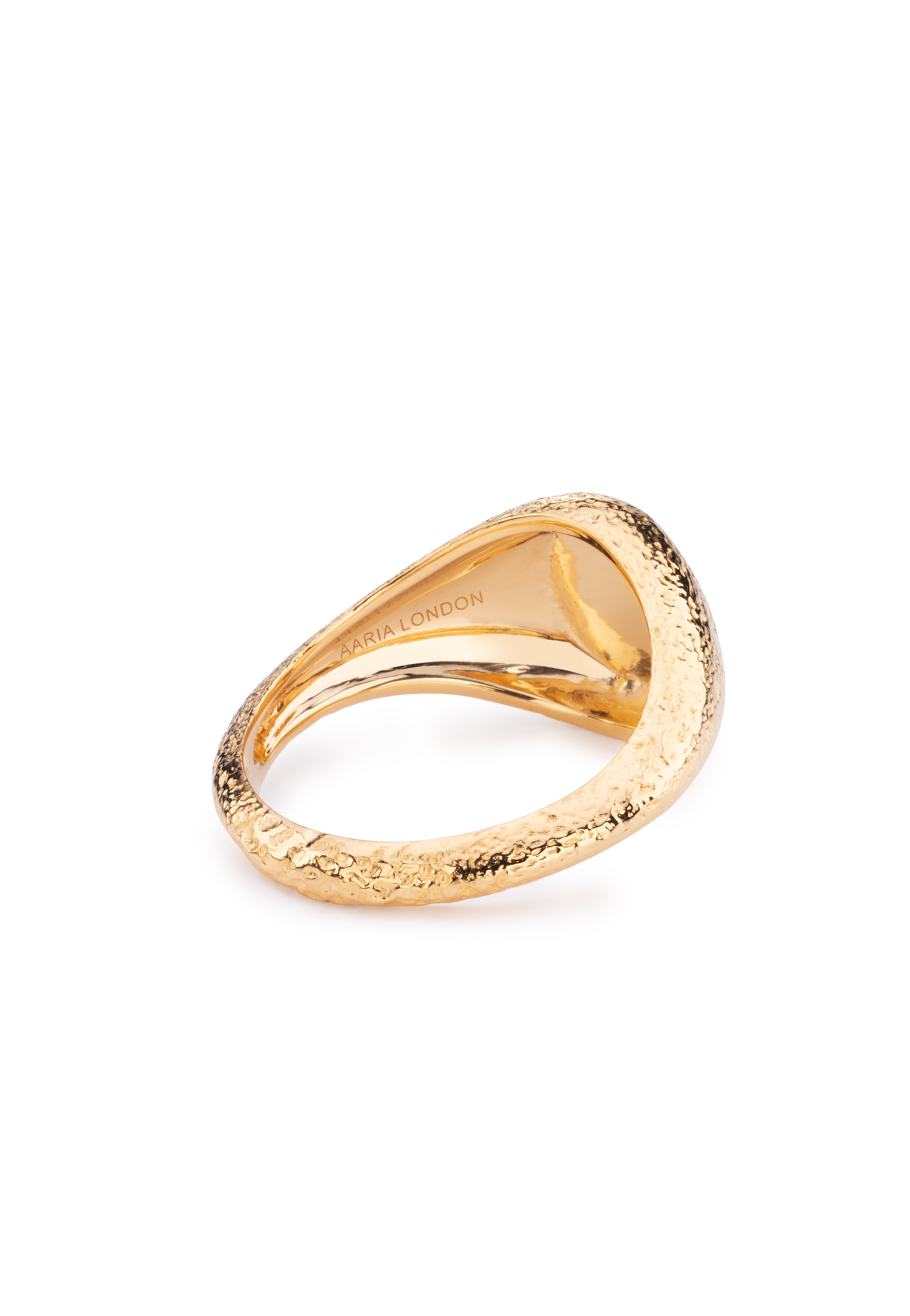 Uma Textured Diamond Signet Ring - Gold - Aaria London