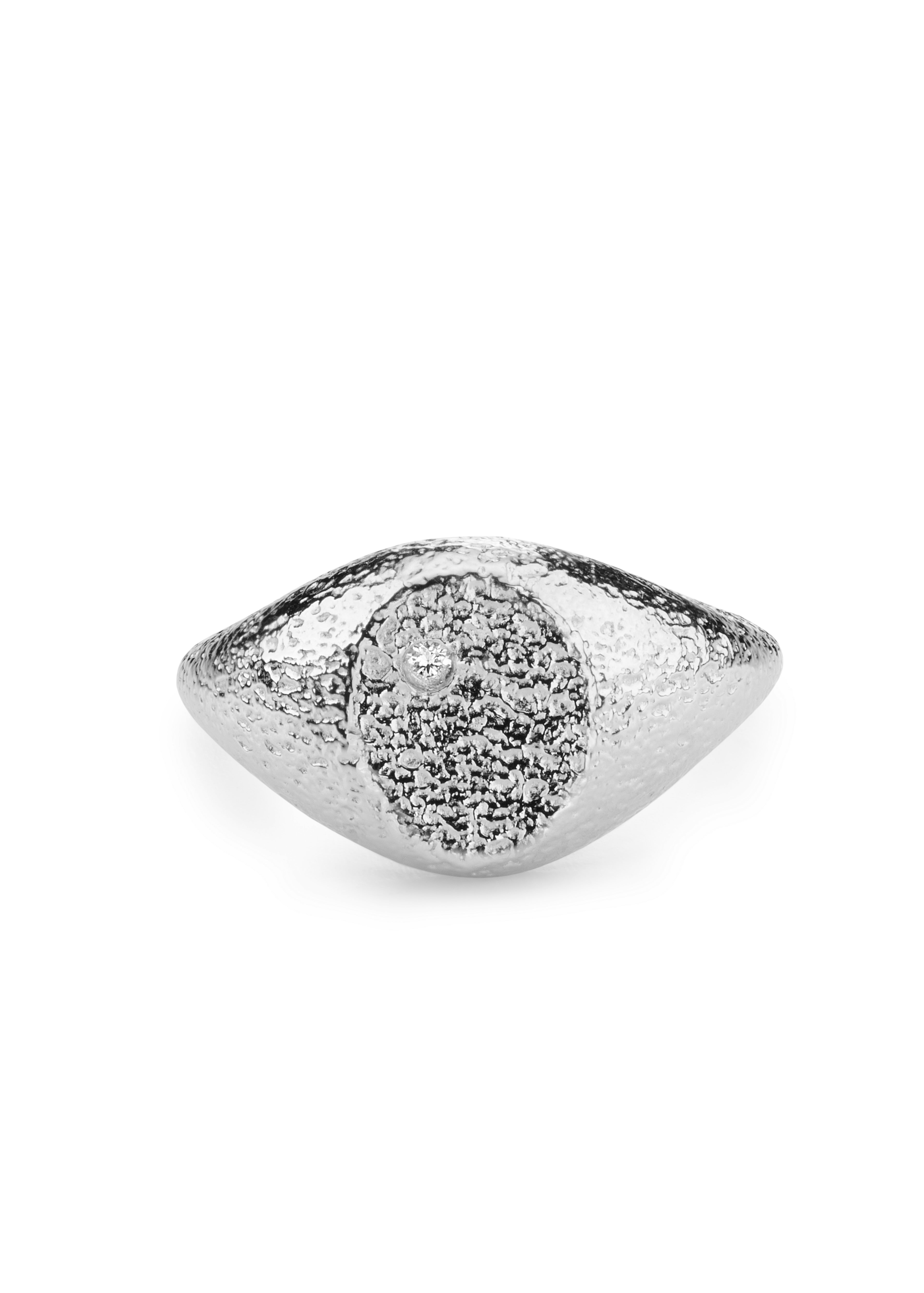 Uma Textured Diamond Signet Ring