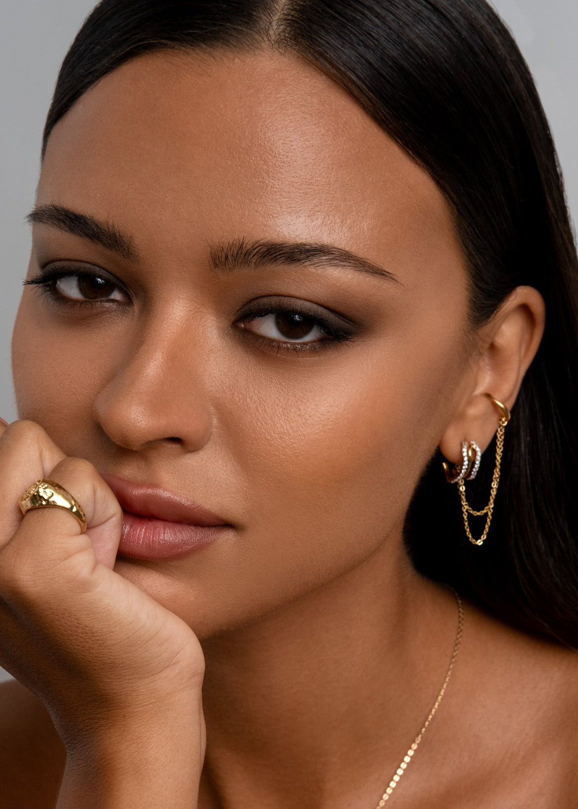 aaria london triple hoop illusion earring and talia chain cuff
