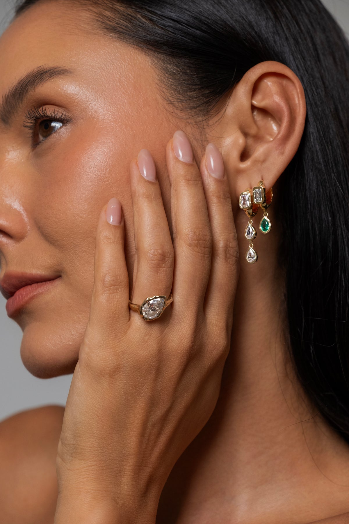 Moissanite Pear Shape Molten Ring