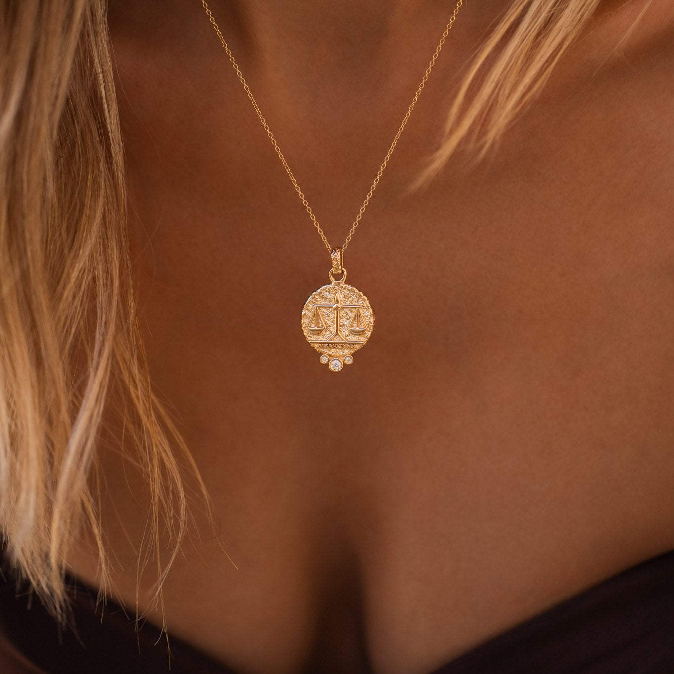 Libra Zodiac Necklace With Diamonds