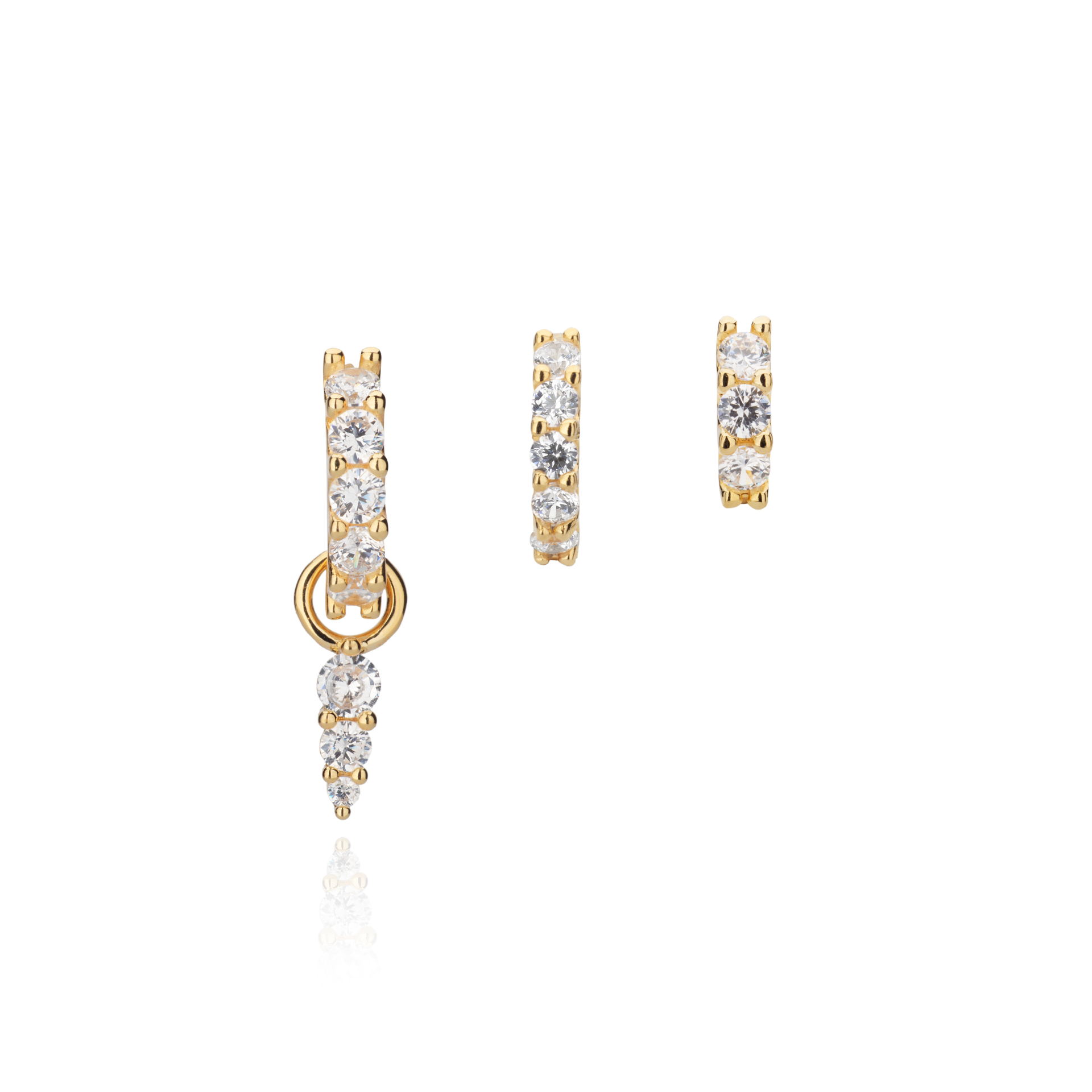 Skye Crystal Studded Hoop - Gold - Aaria London