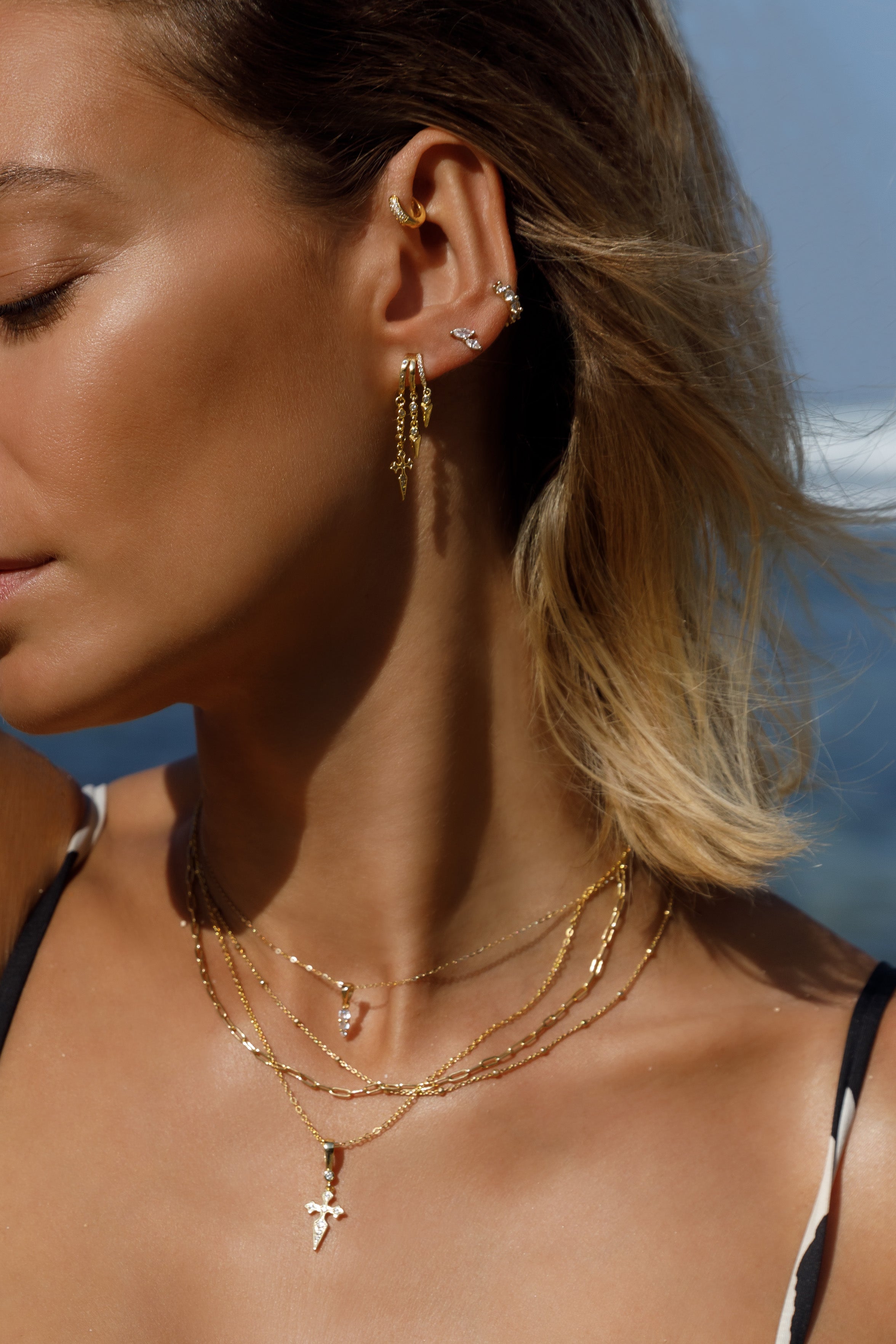 Maya Spike Necklace - Gold - Aaria London