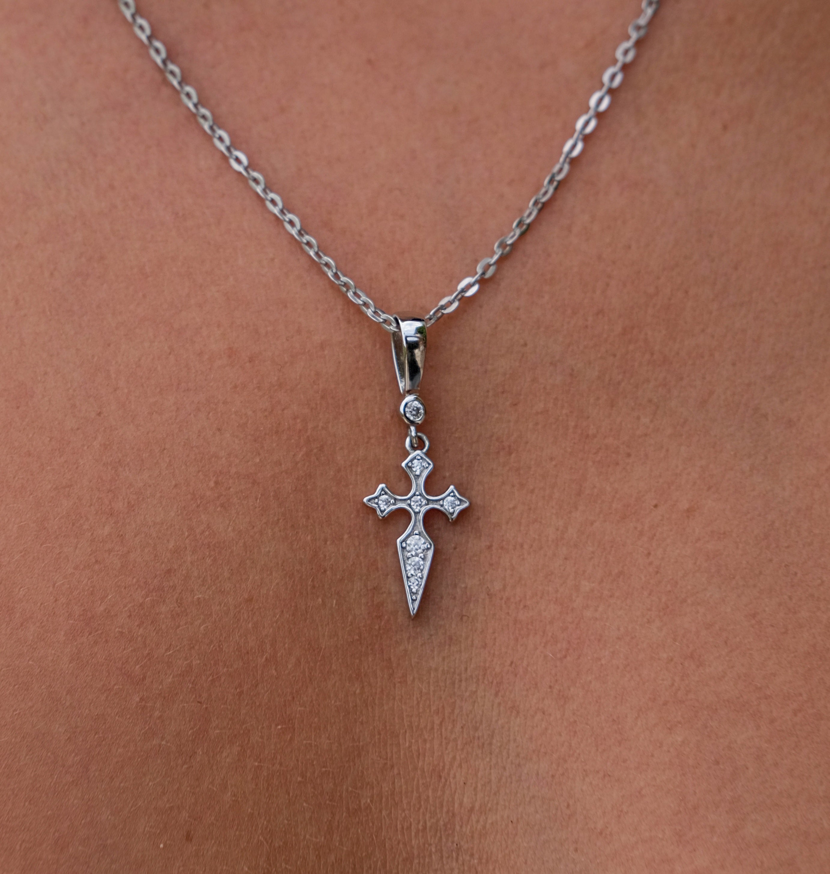 Naxos Cross Necklace - Silver - Aaria London