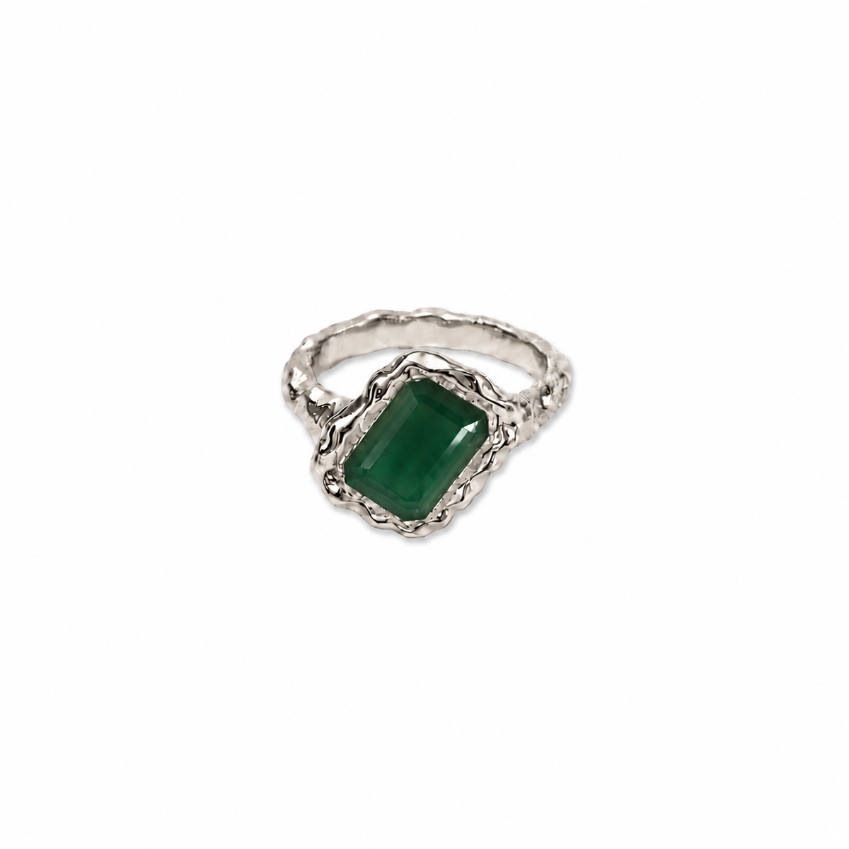 Green Onyx Square August Birthstone Ring