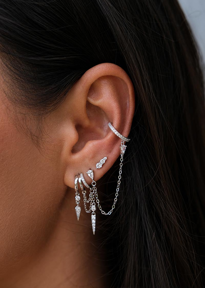 Palms Rio Spike  Silver Chain Earrings