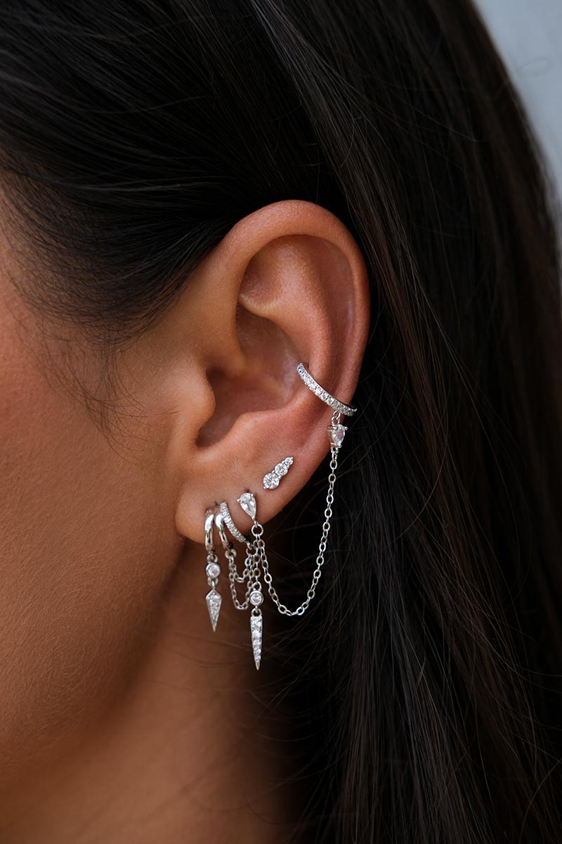 Palms Rio Spike  Silver Chain Earrings