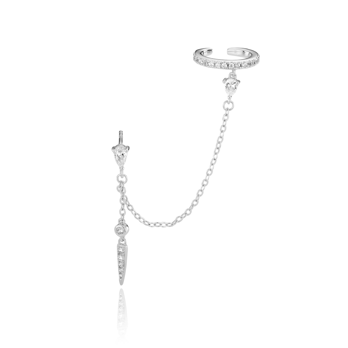 Rio Spike silver earrings with chain cuff