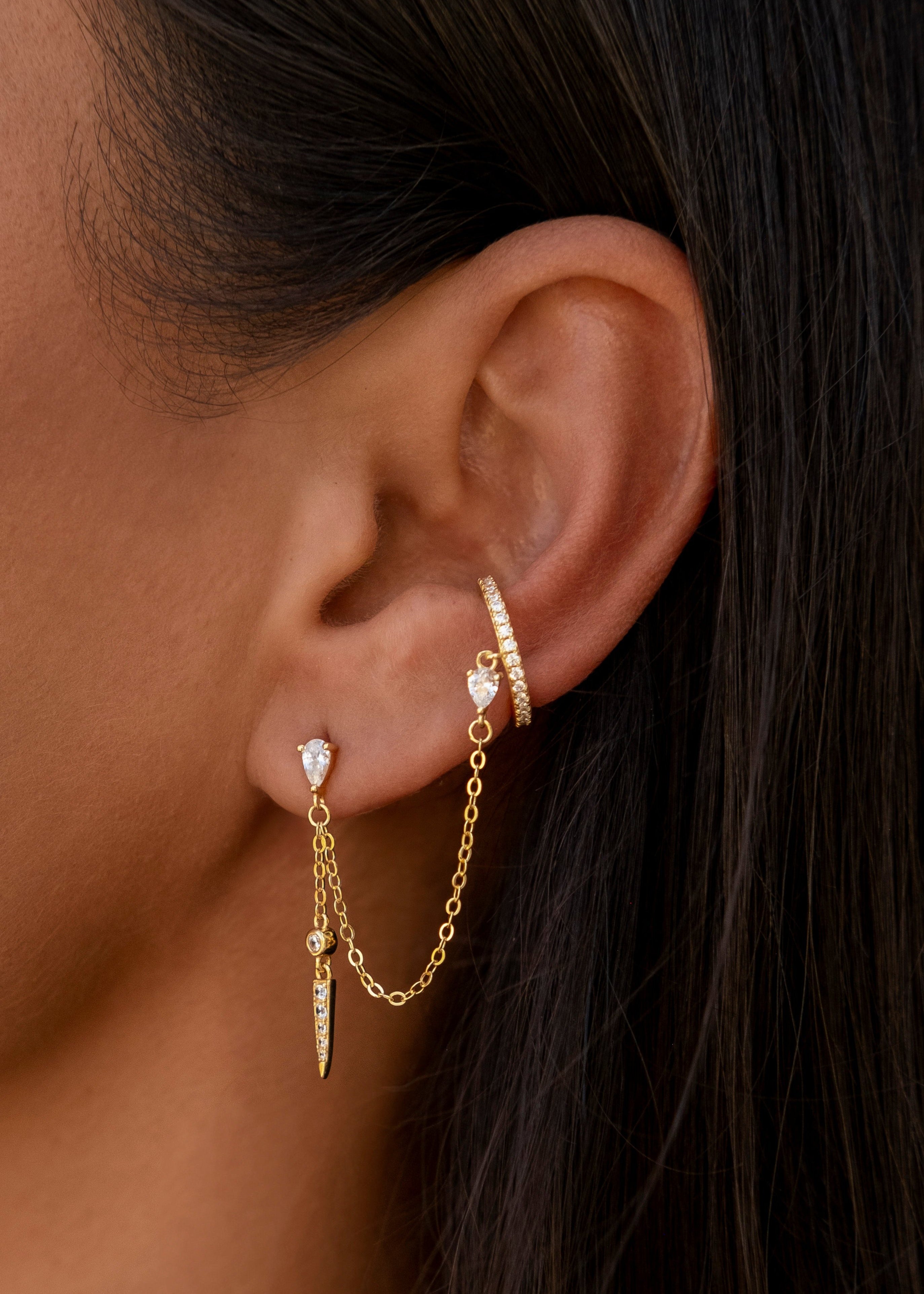 Rio Spike and Cuff Earring - Gold - Aaria London