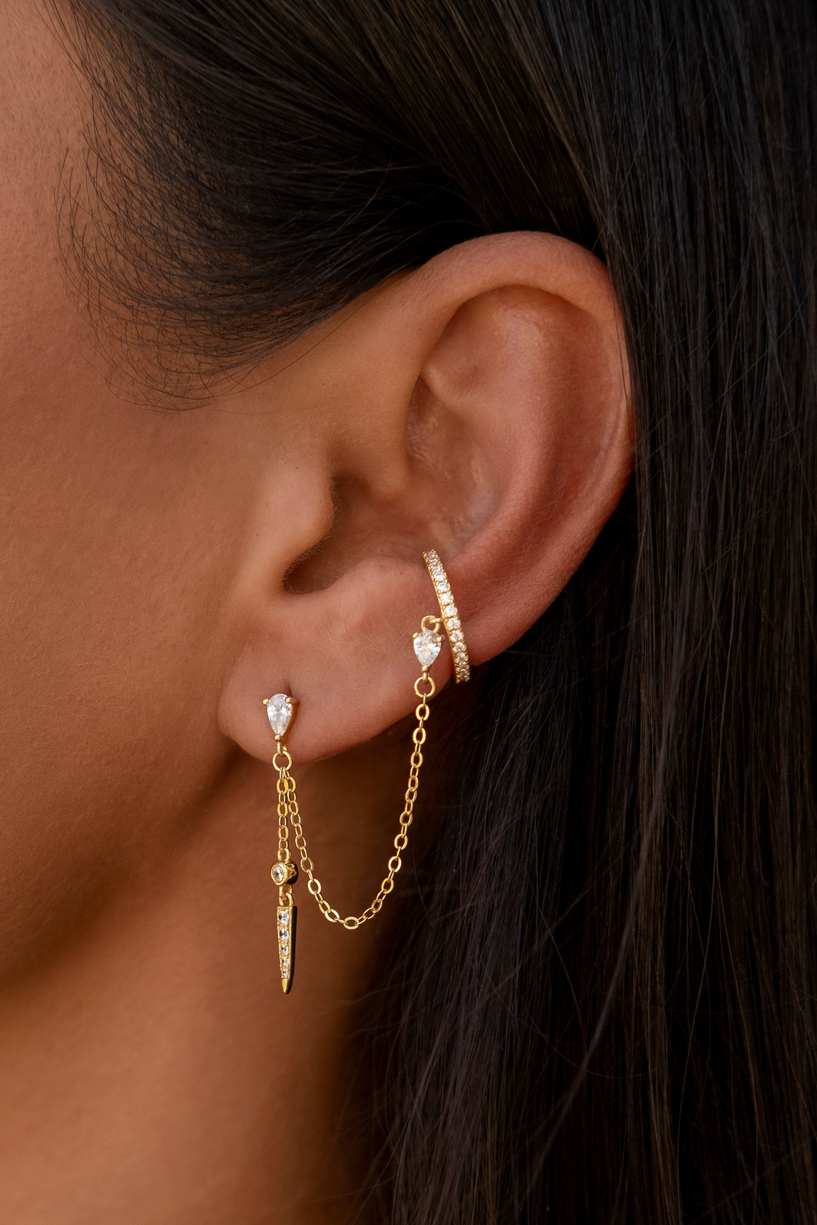 Rio Spike and Cuff Earring - Gold - Aaria London