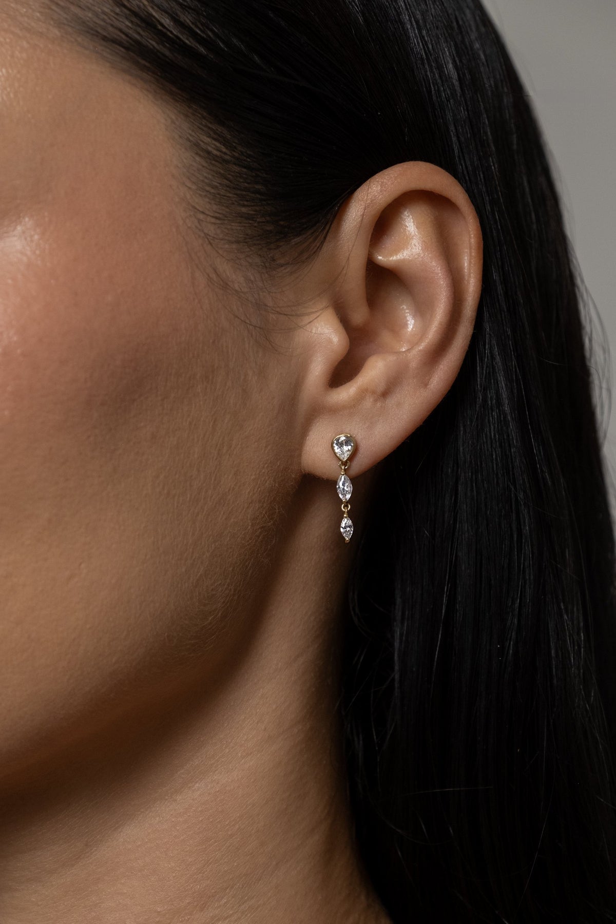 Model wearing Roma Earring (moissanite)