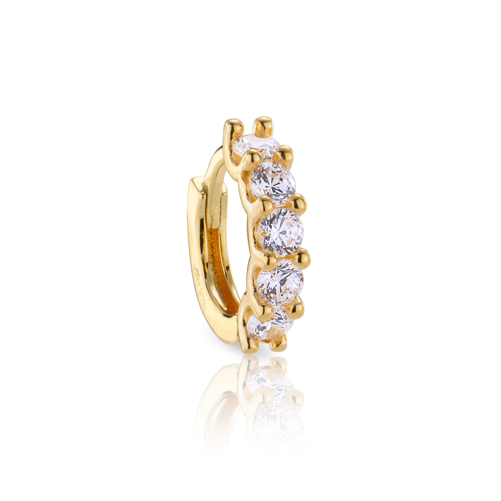 Skye Crystal Studded Hoop - Gold - Aaria London