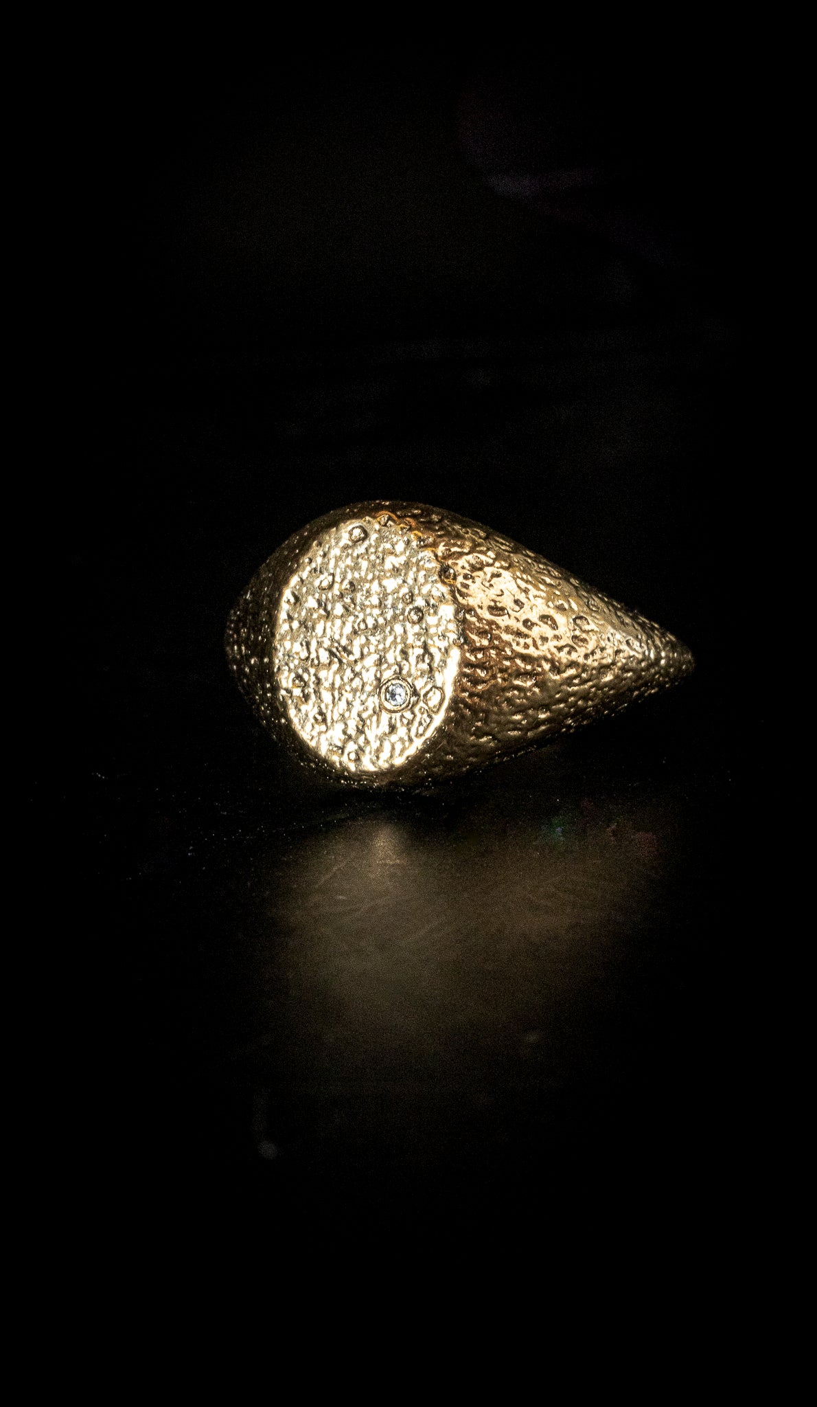 Uma Textured Diamond Signet Ring - Silver - Aaria London