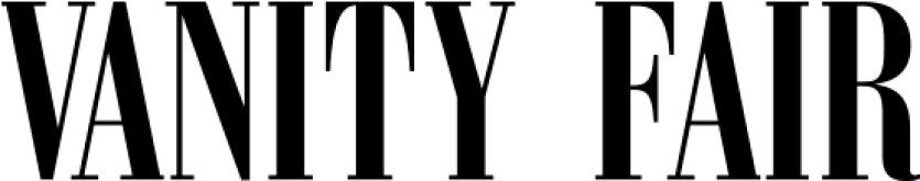 Vanity Fair logo in bold black serif font on a light gray background, representing the iconic fashion and culture magazine.