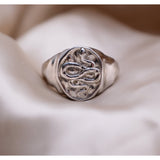 Snake Signet Ring - Silver - Aaria London