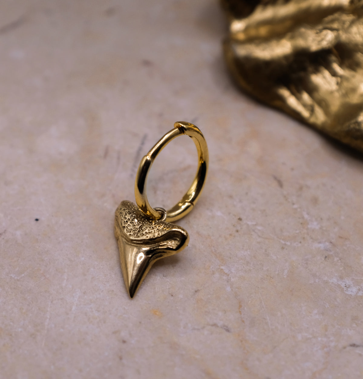 Shark Tooth Earring - Solid Gold - Aaria London