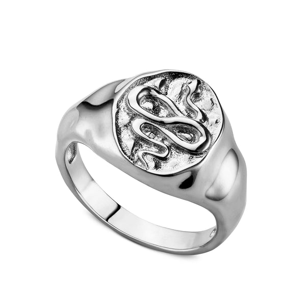 Snake Signet Ring - Silver