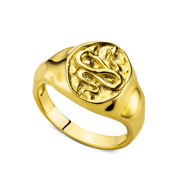 Snake Signet Ring - Gold