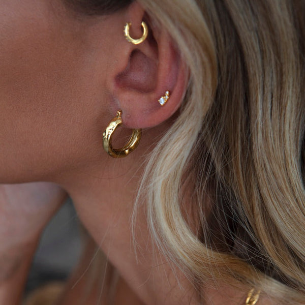 Aaria London Zoe Triple Crystal Stud Earrings- Silver Earrings