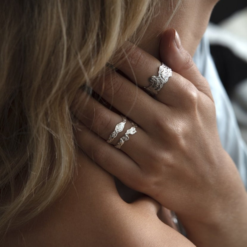 Double Lava Ring - Silver - Aaria London