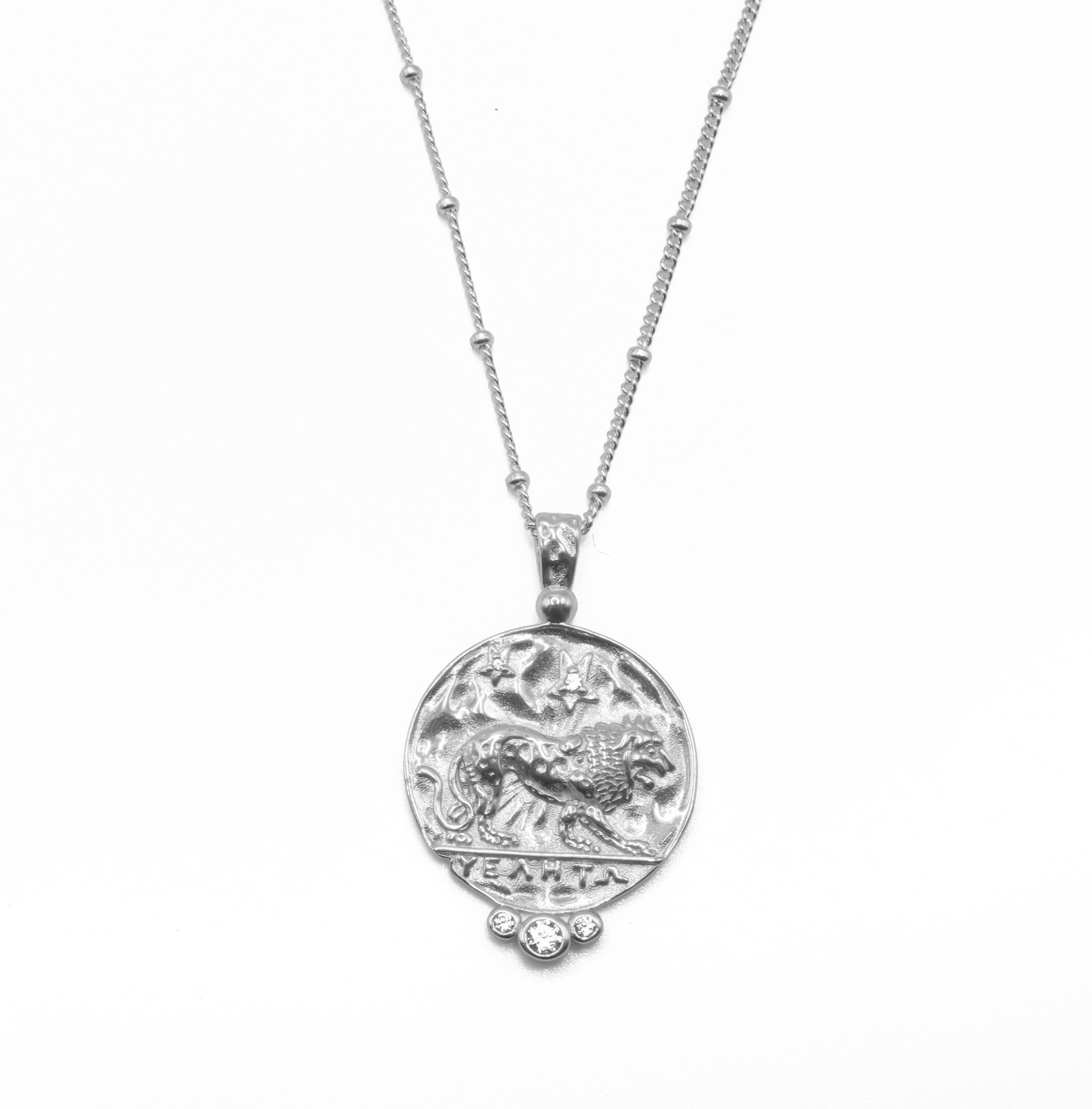 Clio Lion Necklace - Silver - Aaria London