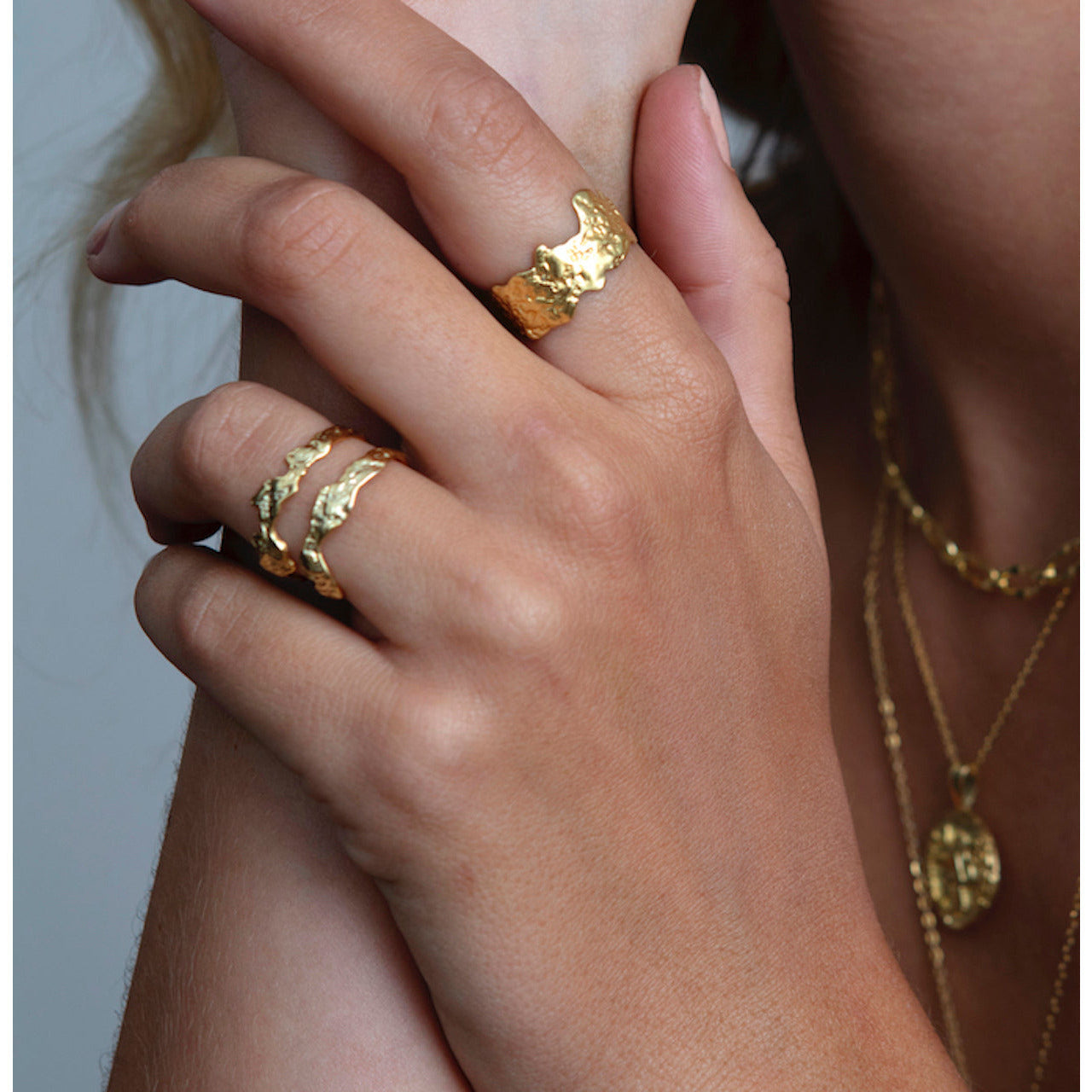 Double Lava Ring - Solid Gold - Aaria London